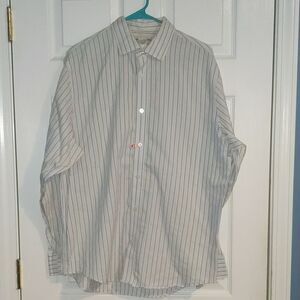 Banana Republic tan white striped dress shirt Sz L
